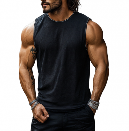 Men's Casual Waffle Crew Neck Loose Tank Top MTA1816C3M