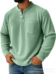 Men's Casual Henley Shirt With Chest Pocket - Perfect For Everyday Wear