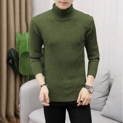 High Neck Ribbed Knit Sweater for Men - Stylish and Comfortable Winter Wear