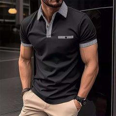 Men's Button Down Colorblock Sports Short Sleeve Polo Shirt 86428180X