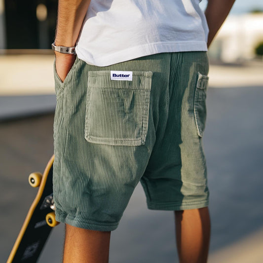 Butter Goods Corduroy Cargo Shorts - Olive Green | Comfortable & Stylish Summer Short