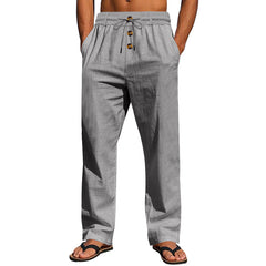 Men's Casual Drawstring Pants with Button Closure - Perfect for Summer and Everyday Wear