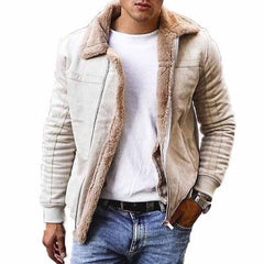 Men's Winter Warm Bomber Jacket With Faux Fur Collar - Stylish And Cozy Outerwear For Cold Weather