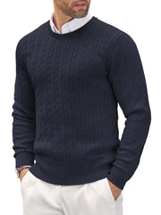 Men's Cable Knit Crew Neck Sweater - Stylish and Comfortable for Everyday Wear