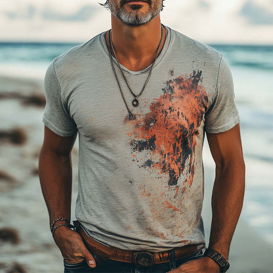 Men's Comfortable And Fashionable Printed Stretch Slim Fit T-Shirt MTA2713C3U