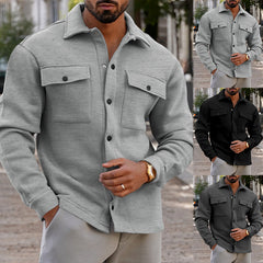 Stylish Men's Casual Button-Up Shirt with Functional Pockets for Everyday Wear