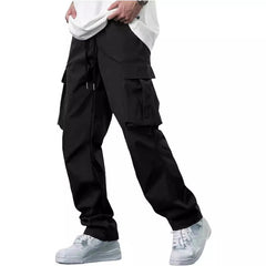 Men's Cargo Pants with Multi-Pockets and Adjustable Drawstring for Outdoor Activities