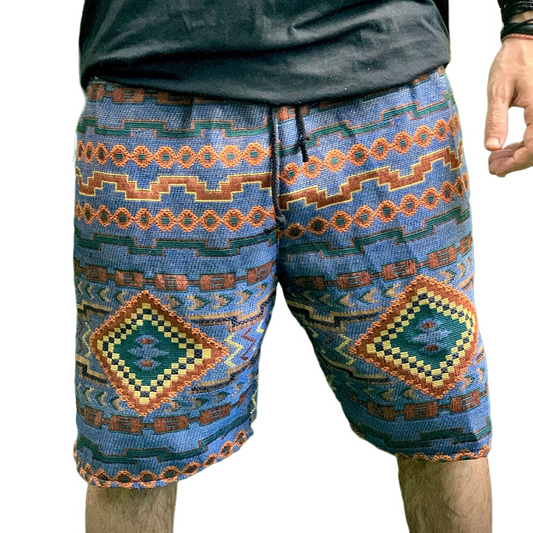 Men's Retro Casual Ethnic Style Geometric Print Drawstring Shorts MTA2586C6TO