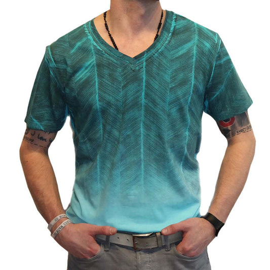 Men's Summer Casual V-neck Gradient Printed T-shirt MTA2041C8U