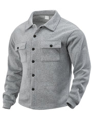 Stylish Black Button-Up Shirt Jacket for Men - Perfect for Casual and Outdoor Adventures