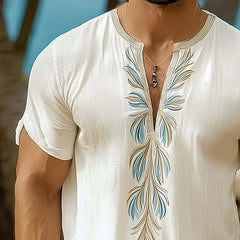 Men's Summer Comfortable V-Neck Fresh Printed T-Shirt MTA0940D7U