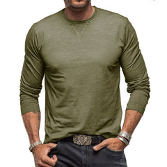 Men's Olive Green Long Sleeve T-Shirt - Stylish And Comfortable For Everyday Wear