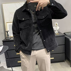 Men's Vintage Waffle Solid Lapel Jacket 23801065X