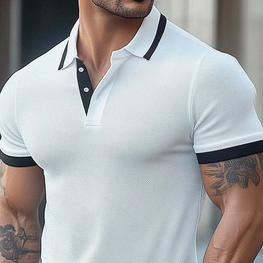 Men's Comfortable Summer Basics Classic Knitted Polo T-Shirt MTA2821C6U