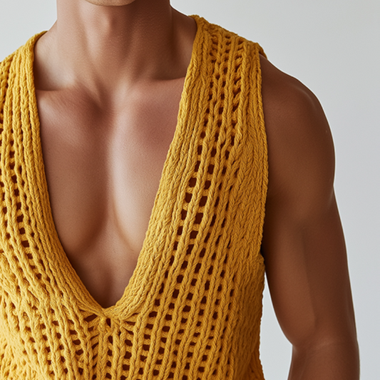 Men's Vintage Casual Solid Knit Tank Top MTA0782D7TO