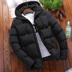 Winter Men's Hooded Puffer Jacket - Stylish and Warm Outerwear for Cold Weather