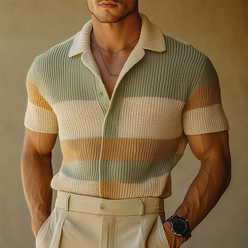 Men's Spring Fashion Simple Woven Slim Short Sleeve Shirt MTA0885D0P