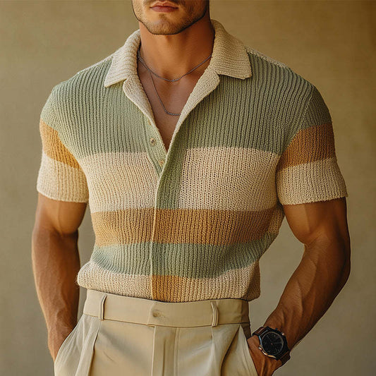 Men's Spring Fashion Simple Woven Slim Short Sleeve Shirt MTA0885D0P