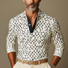 Men's Business Casual Slim Fit Long Sleeve Polo Shirt MTA2840C3P