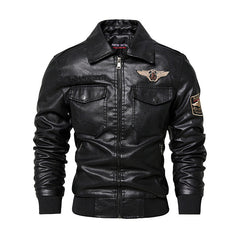 Classic Aviator Jacket With Embroidered Wing Patch