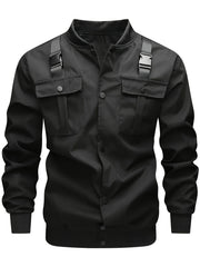 Military-Style Utility Jacket with Adjustable Shoulder Straps