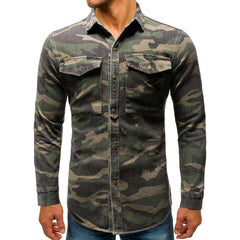 Camouflage Button-Up Shirt for Men - Stylish and Versatile Military-Inspired Design