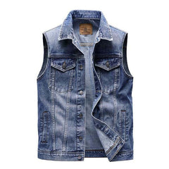 Men's Retro Lapel Denim Vest 41696369X