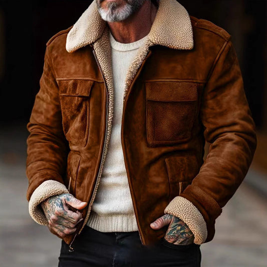 Stylish Aviator Jacket with Faux Fur Collar for Men - Perfect for Winter and Casual Outfits