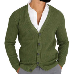 Olive Green V-Neck Cardigan For Men - Stylish And Comfortable Knitwear