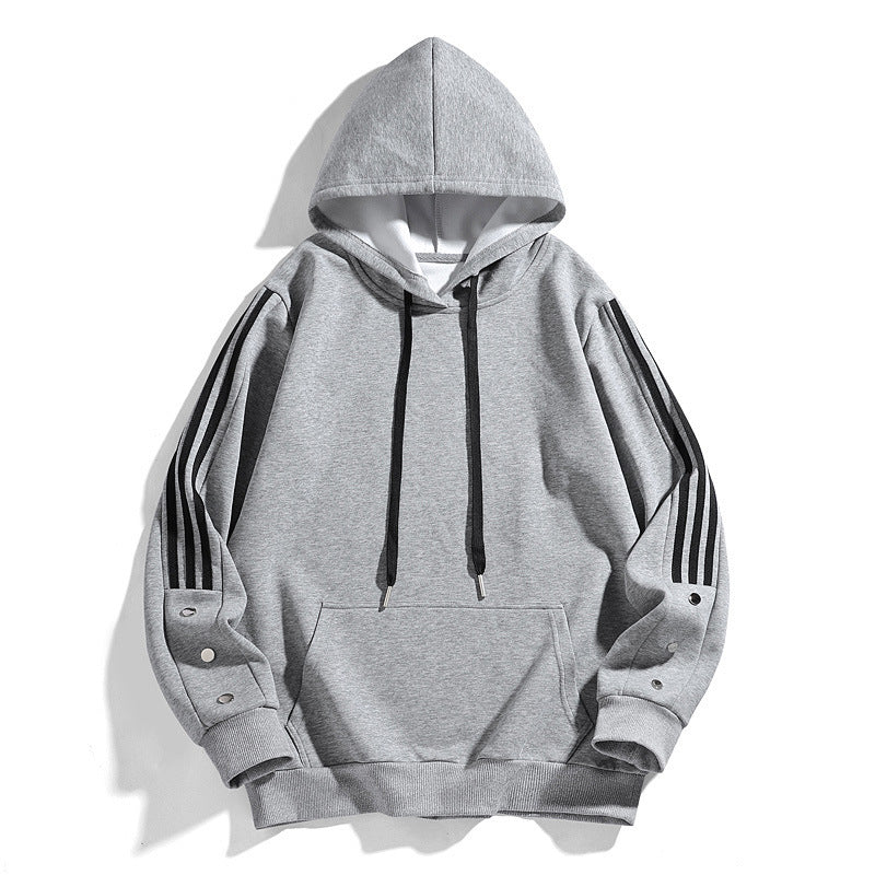 Stylish Black Hoodie with Striped Sleeves for Men - Perfect for Casual Wear