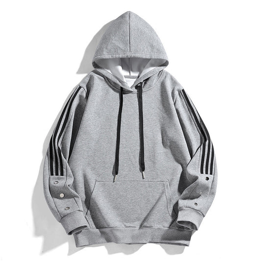 Stylish Black Hoodie with Striped Sleeves for Men - Perfect for Casual Wear