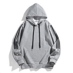 Stylish Black Hoodie with Striped Sleeves for Men - Perfect for Casual Wear