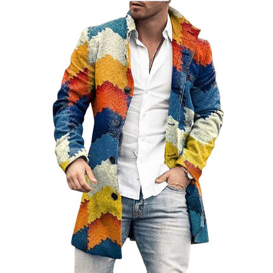 Men's Stand Collar Mid-length Woolen Coat 63034930F