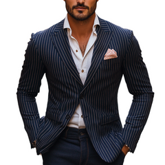 Men's Striped Casual Single Breasted Blazer MTA0369D3X