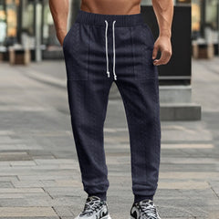 Men's Fashionable Textured Jogger Pants with Adjustable Drawstring Waist