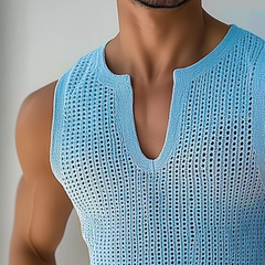Men's Retro Casual Knit V-Neck Tank Top MTA0234D6TO