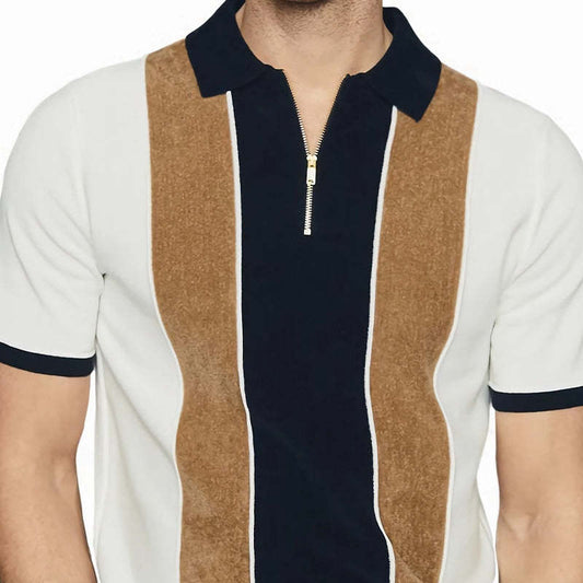 Men's Polo Collar Colorblock Print Short Sleeve T-Shirt MTA1943C7U
