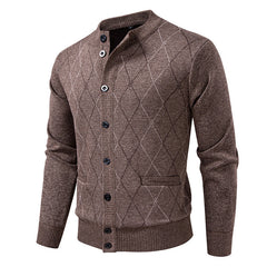 Men's Stylish Diamond Pattern Cardigan Sweater - Perfect for Casual and Formal Wear