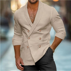 Double-Breasted Casual Blazer for Men - Stylish and Versatile Design