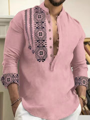 Stylish Embroidered Henley Shirt for Men - Perfect for Casual and Semi-Formal Occasions