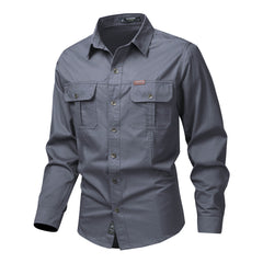 Men's Casual Outdoor Long Sleeve Shirt with Functional Pockets