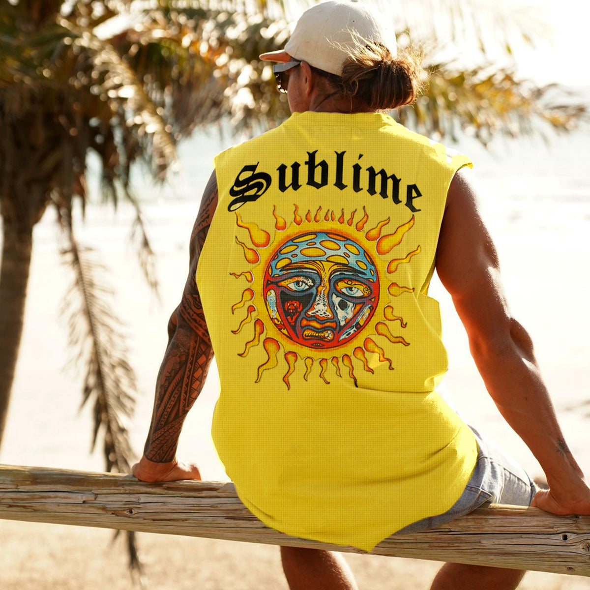 Vibrant Sun Graphic Tank Top for Summer Beach Vibes