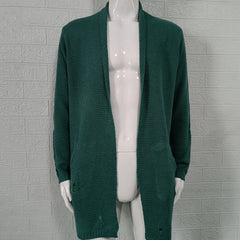Men's Olive Green Distressed Longline Cardigan - Perfect For Casual And Fashionable Looks