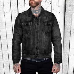 Classic Denim Jacket with Stylish Tattoo-Inspired Design