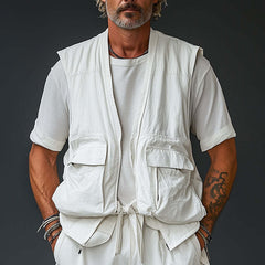 Men's Spring Fashion Simple Solid Color Work Vest MTA3149C7P