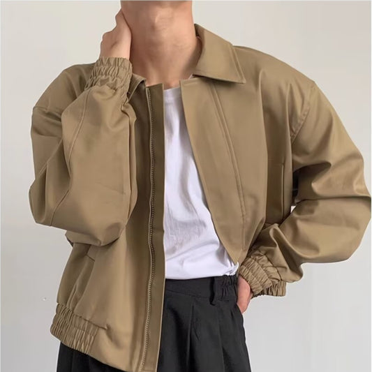 Stylish Beige Bomber Jacket for Men - Perfect for Casual and Outdoor Wear
