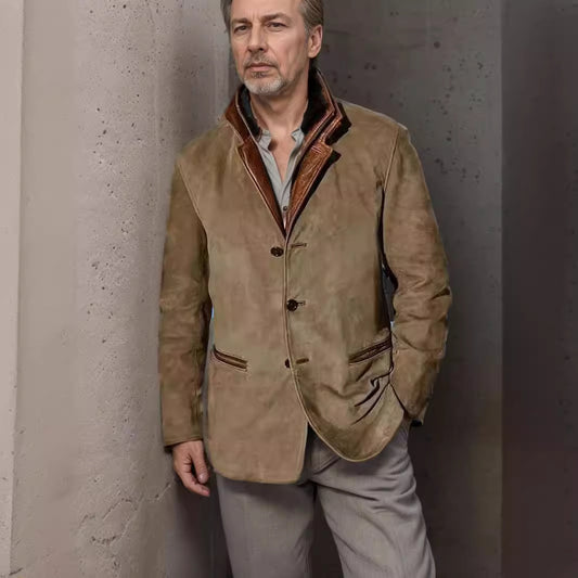 Stylish Men's Blazer with Faux Fur Collar - Perfect for Casual and Formal Occasions