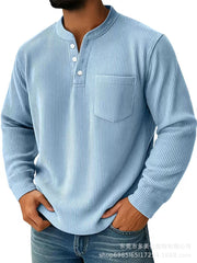 Men's Casual Henley Shirt With Chest Pocket - Perfect For Everyday Wear