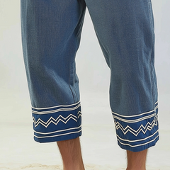 Men's Retro Casual Ethnic Style Geometric Print Cropped Pants MTA0224D9TO