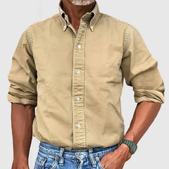 Stylish Khaki Button-Up Shirt for Men - Perfect for Casual and Semi-Formal Occasions